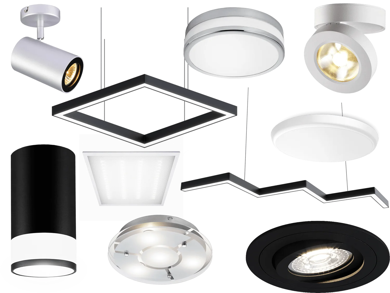 для натяжного потолка освещения светильники